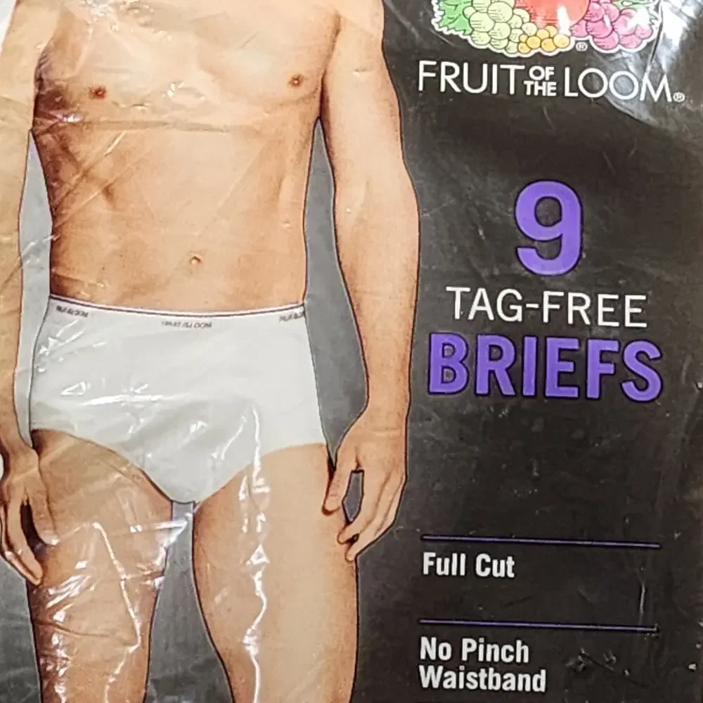 9pk Tag Free Full Cut 100% Cotton Briefs Mens Sz XL 40-42 Fruit Of The Loom NIP